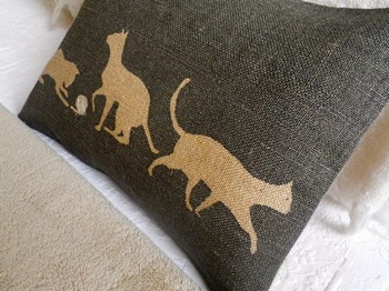 Helkat Charcoal Cats Cushion Baytree Interiors > Cushions