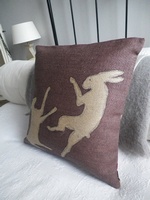 Helkat Boxing Hare Cushion - deep heather
